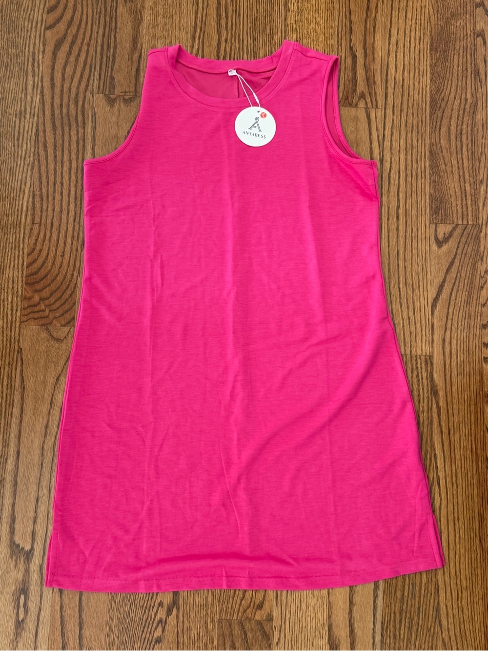 ANRABESS Bright Pink Sleeveless Shift Dress Tunic Size L NWT